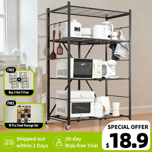 BUY 2 GET 2 FREE!*4-Tier Heavy Duty Rack – Includes FREE Storage Boxes
