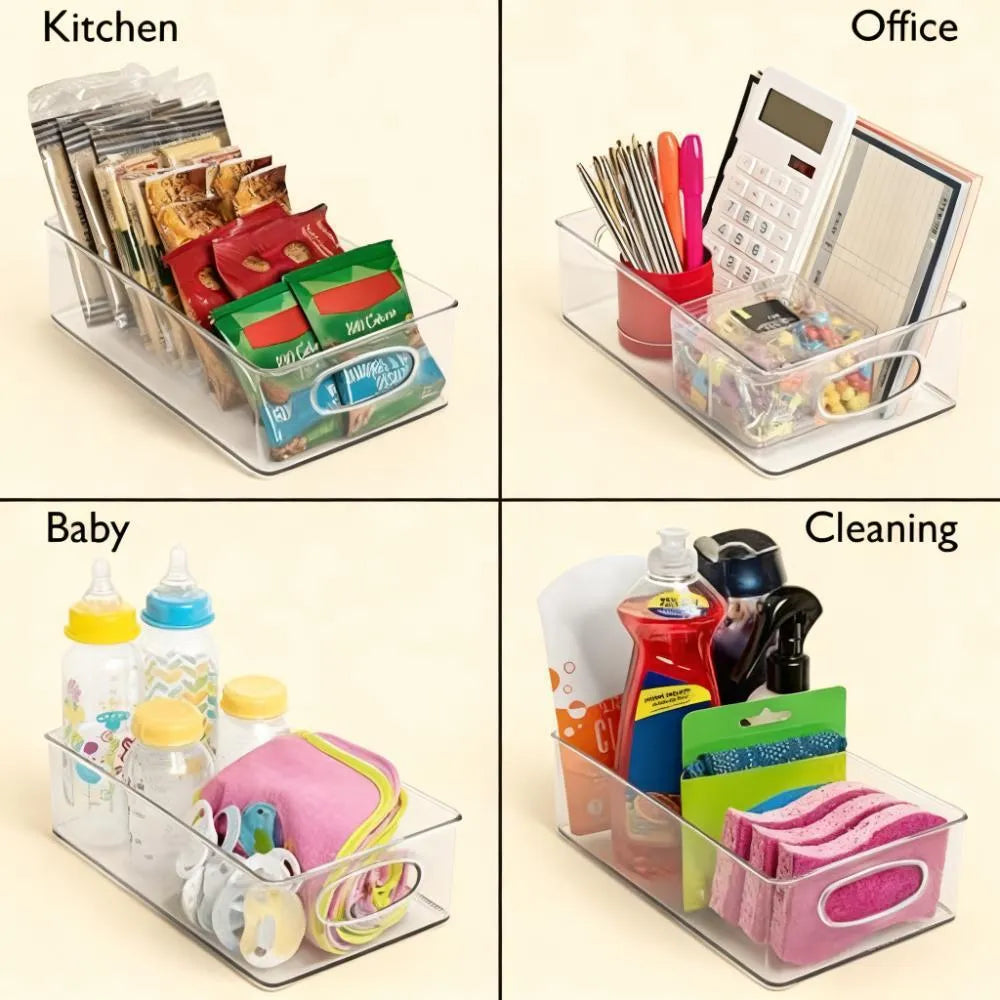 Clear Stackable Pantry Bins – Kitchen/Fridge/Cabinet Plastic Storage