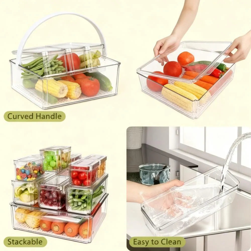 10-Pack Large Clear Plastic Bins β Fridge, Pantry & Cabinet Storage Set