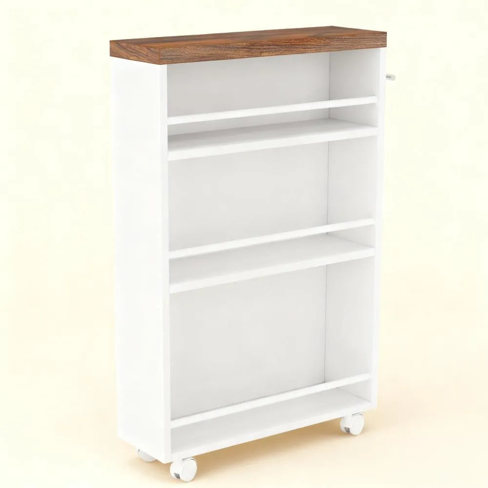 4-Tier Compact Rolling Cart, Narrow Kitchen Storage Trolley for Limited Space