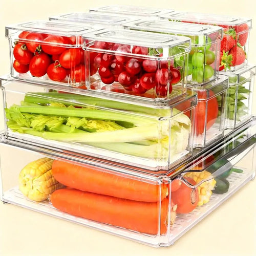10-Pack Large Clear Plastic Bins β Fridge, Pantry & Cabinet Storage Set
