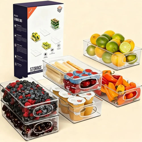 Clear Stackable Pantry Bins – Kitchen/Fridge/Cabinet Plastic Storage