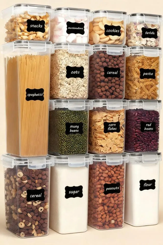 15-Piece Airtight Food Storage Set with Lids, Comes with 24 Labels