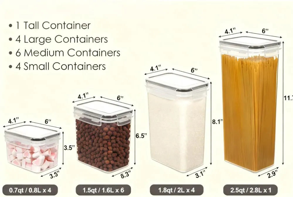 15-Piece Airtight Food Storage Set with Lids, Comes with 24 Labels