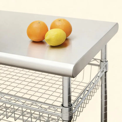 Sleek Stainless Steel Kitchen Cart, Compact Rolling Organizer for Small Kitchens