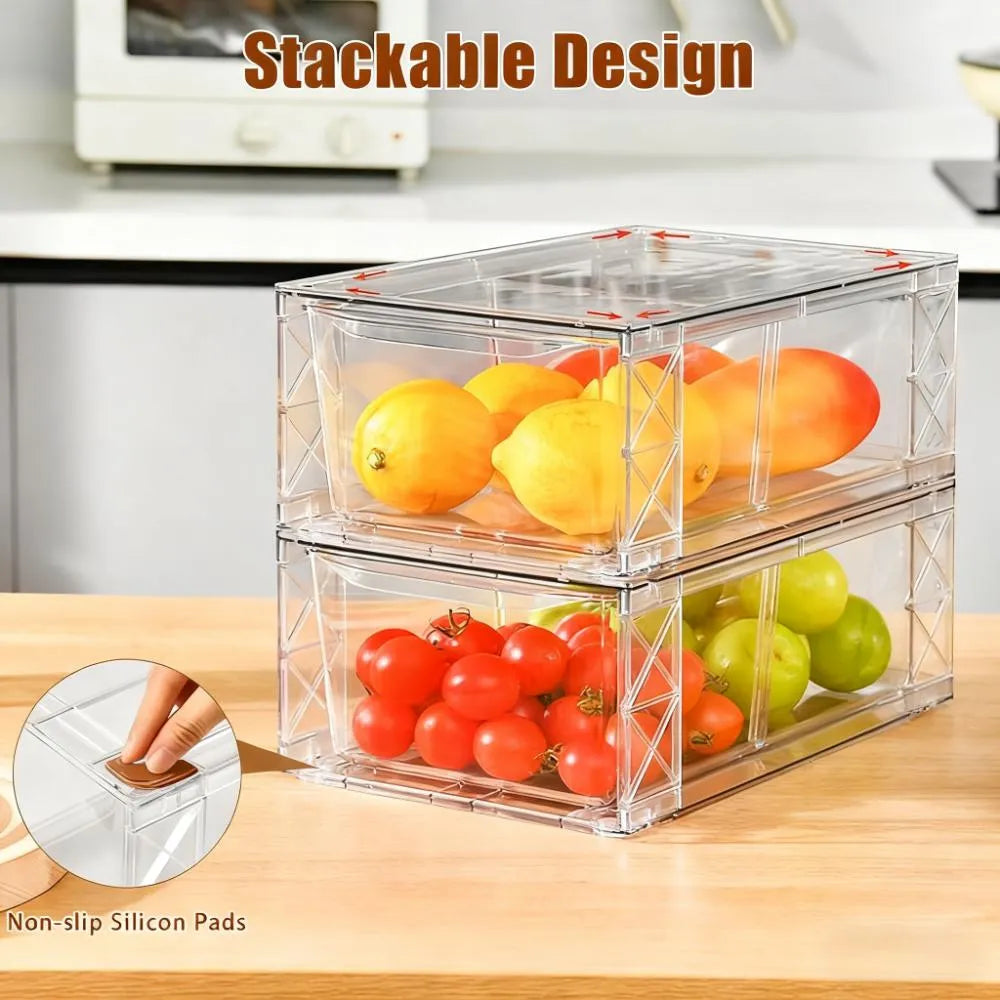 4-Pack Stackable Clear Kitchen Bins – Pantry & Food Organizer
