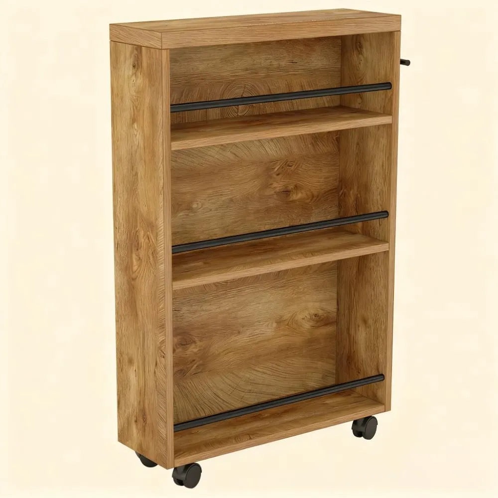 4-Tier Compact Rolling Cart, Narrow Kitchen Storage Trolley for Limited Space