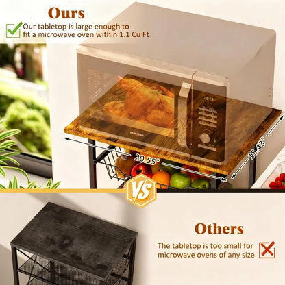 Fruit Basket Microwave Cart – 5 Tier Kitchen Veggie Storage Stand