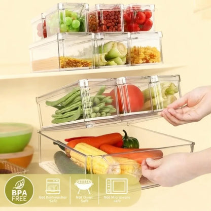 10-Pack Large Clear Plastic Bins – Fridge, Pantry & Cabinet Storage Set
