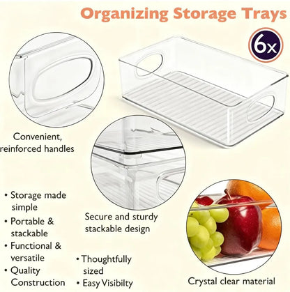 Clear Stackable Pantry Bins – Kitchen/Fridge/Cabinet Plastic Storage