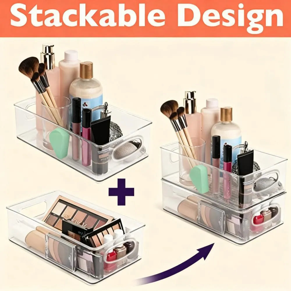 Clear Stackable Pantry Bins – Kitchen/Fridge/Cabinet Plastic Storage