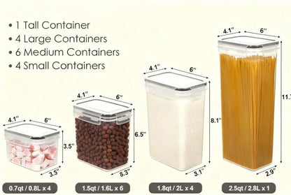 15-Piece Airtight Food Storage Set with Lids, Comes with 24 Labels